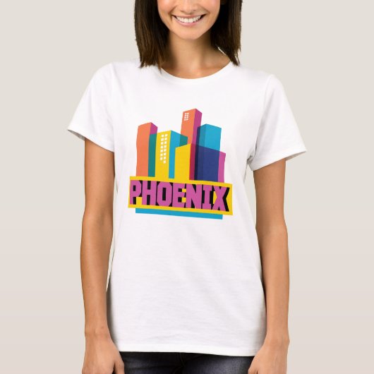 Phoenix, Arizona | Neon Skyline T-Shirt (Vorderseite)