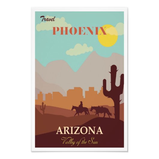 Phoenix Arizona Reiseplakat Fotodruck (Vorne)