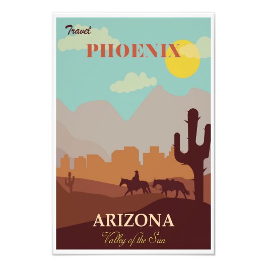Phoenix Arizona Reiseplakat Fotodruck (Vorne)