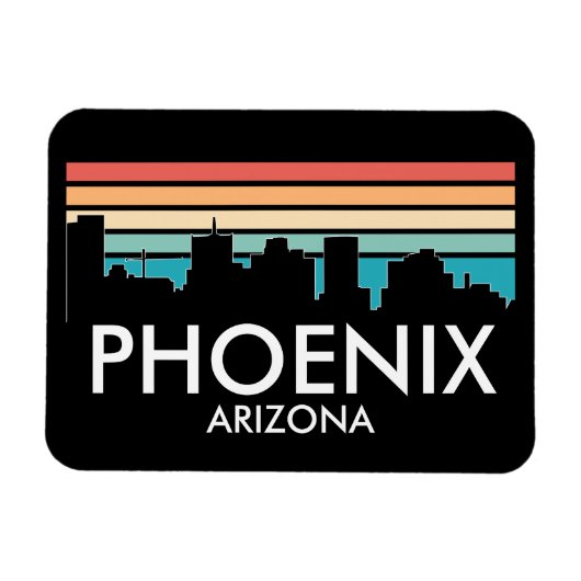 Phoenix Arizona Retro Sunset Skyline Magnet (Horizontal)
