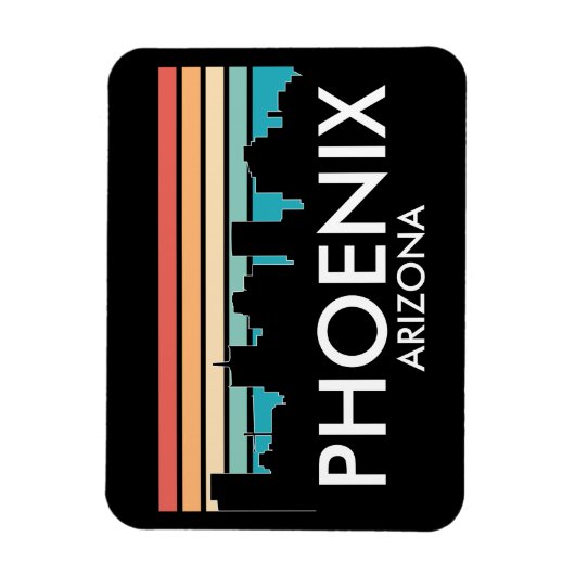 Phoenix Arizona Retro Sunset Skyline Magnet (Vertikal)