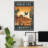 Phoenix Arizona Retro Travel Poster (Heimbüro)