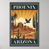 Phoenix Arizona Retro Travel Poster (Vorne)