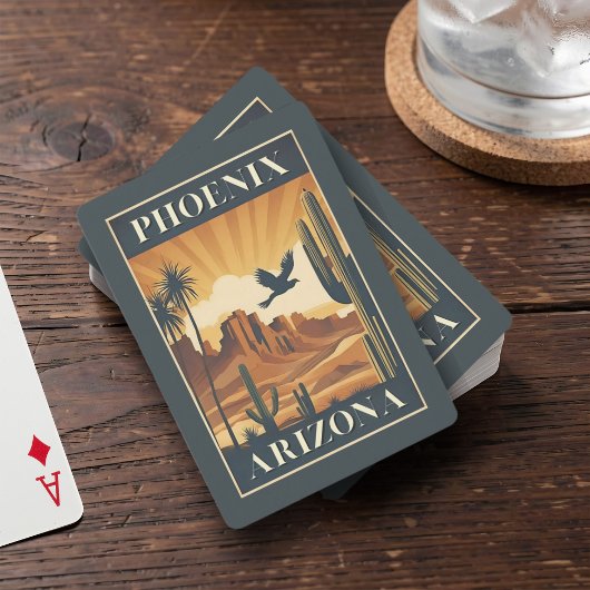 Phoenix Arizona Retro Travel Poster Playing Cards Spielkarten