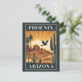 Phoenix Arizona Retro Travel Poster Postkarte (Stehend Vorderseite)