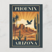 Phoenix Arizona Retro Travel Poster Postkarte (Vorderseite)