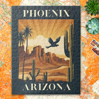 Phoenix Arizona Retro Travel Poster Puzzle
