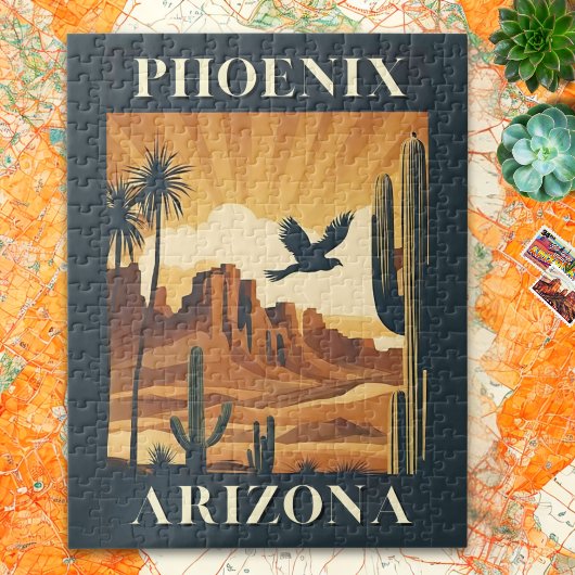 Phoenix Arizona Retro Travel Poster Puzzle