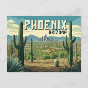 Phoenix Arizona - Retro-Wüste-Stadtbild Postkarte