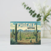 Phoenix Arizona - Retro-Wüste-Stadtbild Postkarte (Stehend Vorderseite)