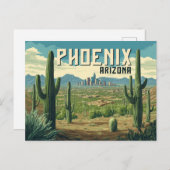 Phoenix Arizona - Retro-Wüste-Stadtbild Postkarte (Vorne/Hinten)