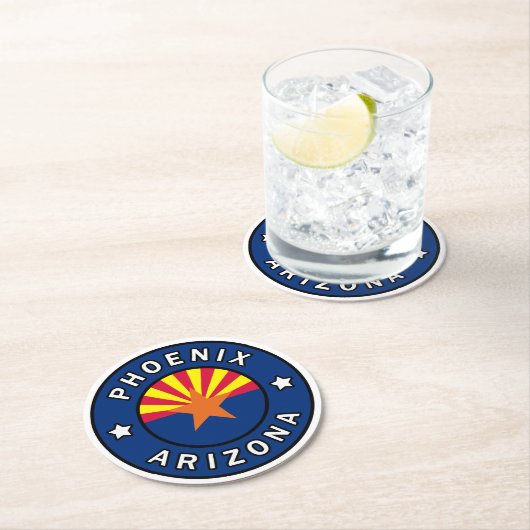 Phoenix Arizona Runder Pappuntersetzer (Vor Ort)