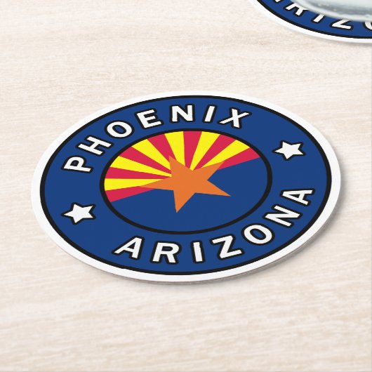 Phoenix Arizona Runder Pappuntersetzer (Angewinkelt)