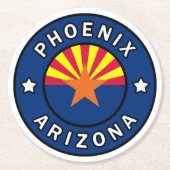 Phoenix Arizona Runder Pappuntersetzer (Vorderseite)