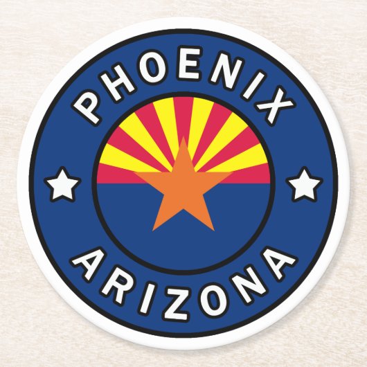 Phoenix Arizona Runder Pappuntersetzer (Vorderseite)