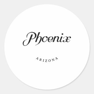 Phoenix Arizona Schwarzer Schriftart Runder Aufkleber
