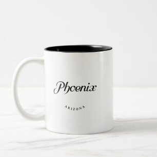 Phoenix Arizona Schwarzer Schriftart Zweifarbige Tasse