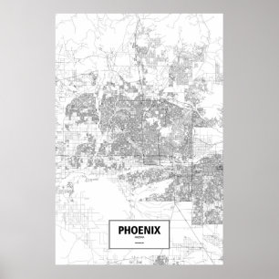 Phoenix, Arizona (Schwarzes auf Weiß) Poster