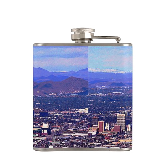 Phoenix Arizona Skyline am Tag Flachmann (Rückseite)