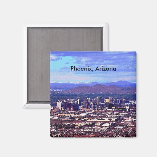 Phoenix Arizona Skyline am Tag Magnet (Vorderseite/Rückseite)