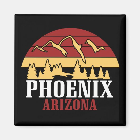 Phoenix Arizona Skyline Art Print Retro Sunset Magnet (Vorne)