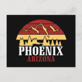 Phoenix Arizona Skyline Art Print Retro Sunset Postkarte (Vorderseite)