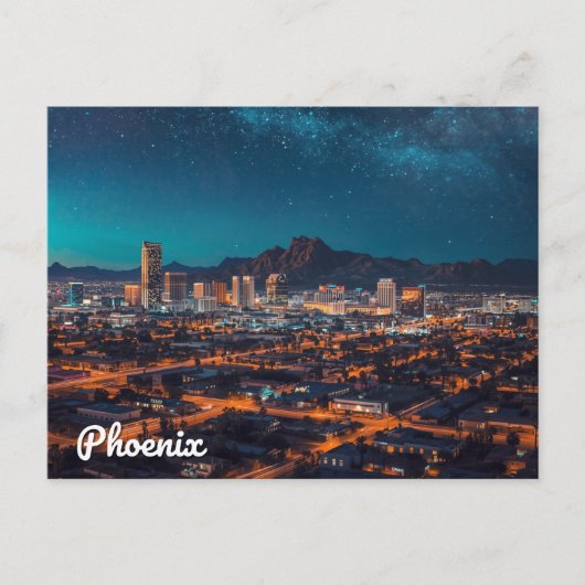 Phoenix Arizona Skyline Night Sky Postkarte (Vorderseite)