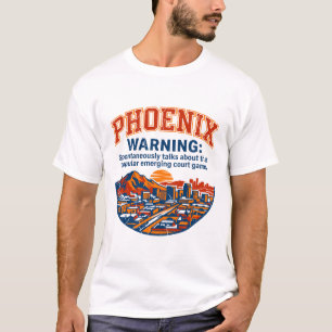 Phoenix Arizona Skyline Warnung Pickleball-Enthusi T-Shirt