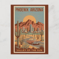 Phoenix Arizona Sonnenillustration Reise Kunst Ret