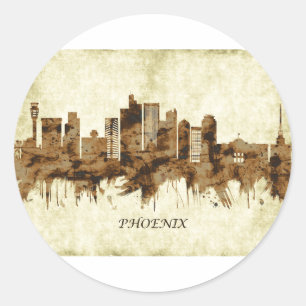Phoenix Arizona Stadtlandschaft Runder Aufkleber