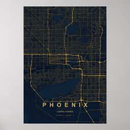 Phoenix Arizona Stilisierte Kartenprint Poster