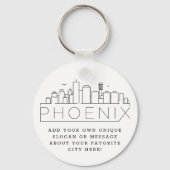 Phoenix, Arizona Stilisierte Skyline | Benutzerdef Schlüsselanhänger (Vorderseite)