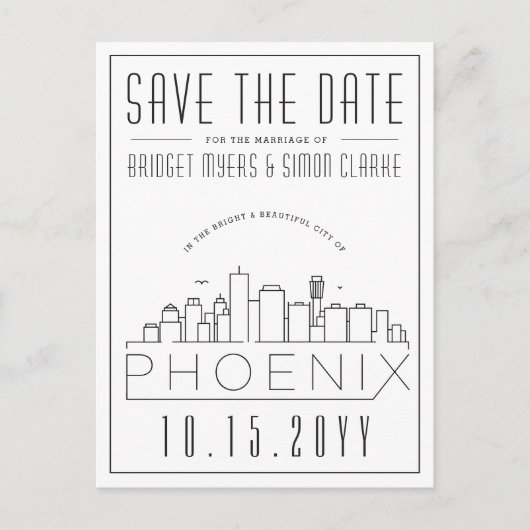 Phoenix, Arizona | Stilisierte Skyline Save the Da Postkarte (Vorderseite)