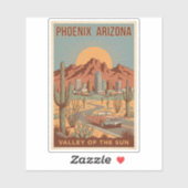 Phoenix Arizona Sun Illustration Travel Art Retro Aufkleber (Blatt)