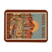 Phoenix Arizona Sun Illustration Travel Art Retro Magnet (Horizontal)