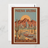 Phoenix Arizona Sun Illustration Travel Art Retro Postkarte (Vorne/Hinten)