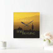 Phoenix Arizona Sunset Cactus Desert Dreaming Quadratische Wanduhr (Zuhause)