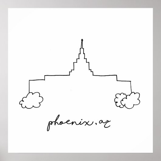 Phoenix arizona Tempel einfache moderne Skizze Poster (Vorne)