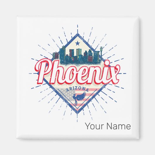 Phoenix Arizona United Staaten Skyline Vintag USA Magnet (Vorne)