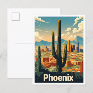 Phoenix Arizona USA Kunst Vintage Reiseillustratio Postkarte