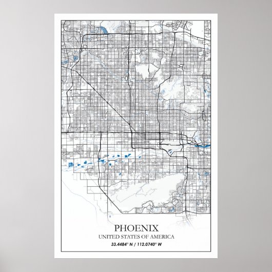 Phoenix Arizona USA Travel City Map Poster (Vorne)