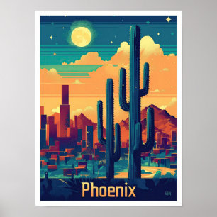 Phoenix Arizona Vintage Reise Illustration Poster