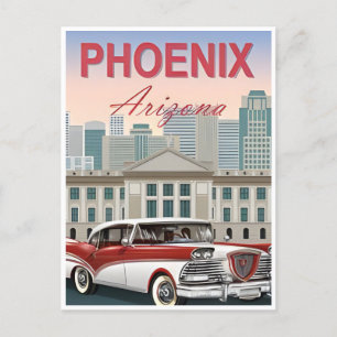 Phoenix Arizona Vintage Travel city cactus Postkarte