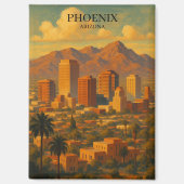 Phoenix Arizona Vintage Travel – Desert Skyline Magnet (Vorderseite)