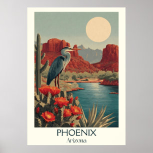 Phoenix Arizona Vintage Travel Poster   Retro Sono