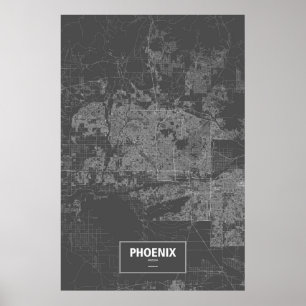 Phoenix, Arizona (weiß auf Schwarzem) Poster
