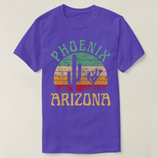 Phoenix Arizona Wüste Kaktus Retro Sonnenuntergang T-Shirt (Design vorne)