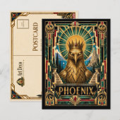 Phoenix, Art Deco Mythisch Postkarte (Vorne/Hinten)