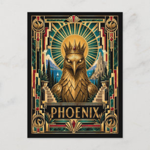 Phoenix, Art Deco Mythisch Postkarte
