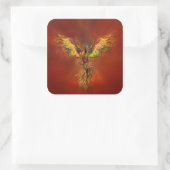 Phoenix Aufstieg - roter Himmel Quadratischer Aufkleber (Tasche)